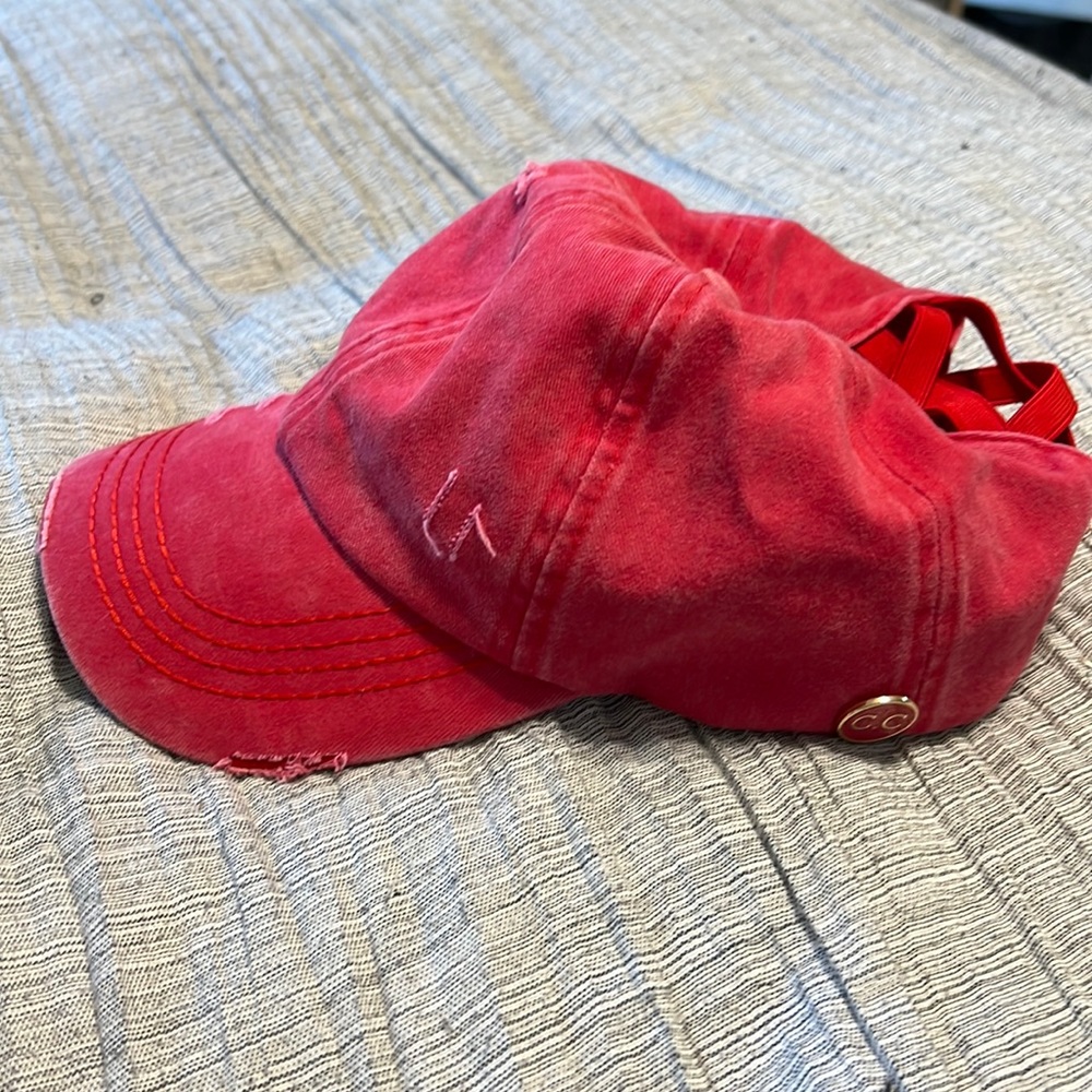 C.C Red distressed hat